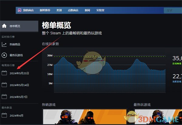 Steam每周销量排行榜查看方法