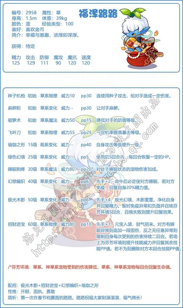 《洛克王国》福泽路路技能表图鉴