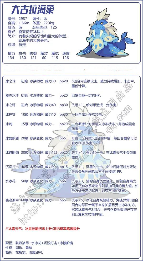 《洛克王国》大古拉海象技能表图鉴