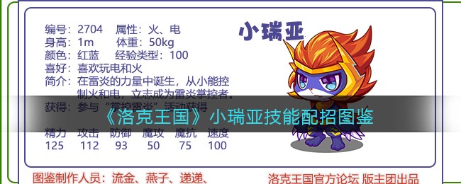 《洛克王国》小瑞亚技能搭配图鉴