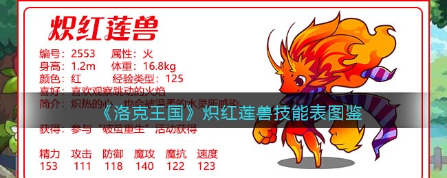 《洛克王国》炽红莲兽技能图鉴