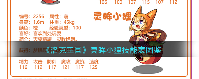 《洛克王国》灵眸小狸技能图鉴